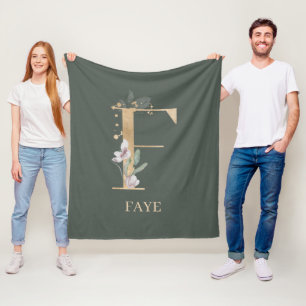 F Monogramme Floral Couverture en polaire personna