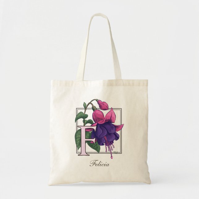 F pour le sac fuchsia de monogramme de fleur (Devant)