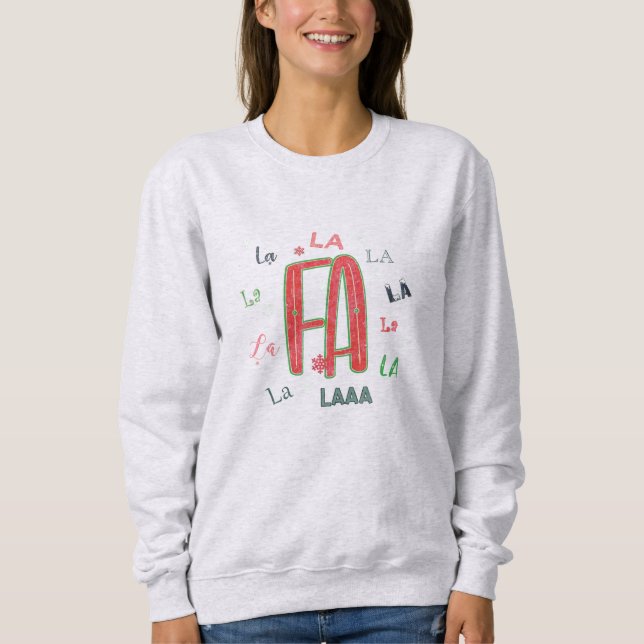 Fa La La Adorable Sweat - shirt à capuche de Noël  (Devant)