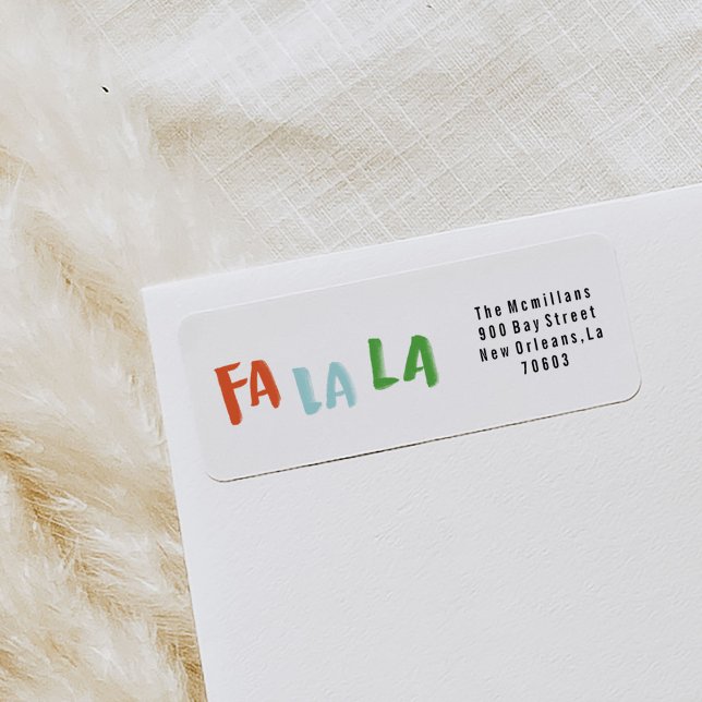 Fa La La Holiday Retourner Adresse Étiquettes (Watercolor Fa La La festive Christmas carol return address labels.)