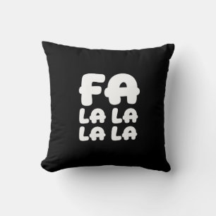 Fa La La La La Coussin de Noël noir et rouge