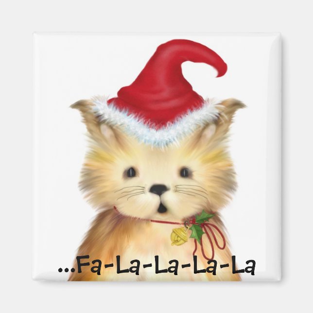 ...Fa-La-La-La-La-Kitten Magnet de Noël (Devant)