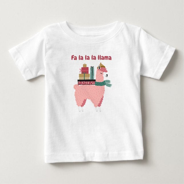 Fa la la la lama tshirt de vacances bébé (Devant)