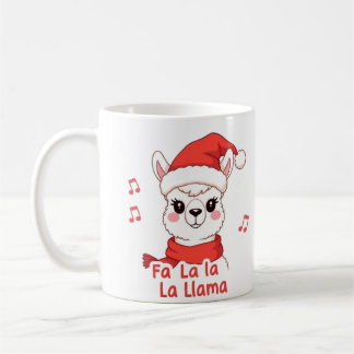 Fa La La Llama White Cerf Christmas Café Mug