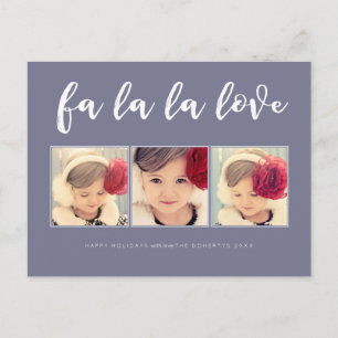Fa La La Love Christmas 3 Photo Grey Carte Postale