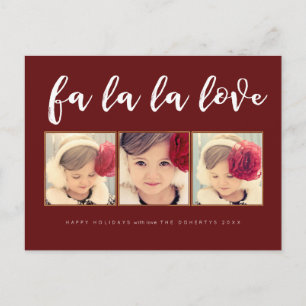 Fa La La Love Christmas 3 Photo Grey Carte Postale