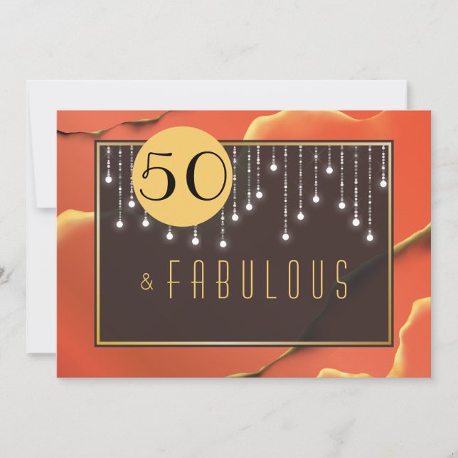 Fab 50e anniversaire Elegant Red Invitation (Devant)