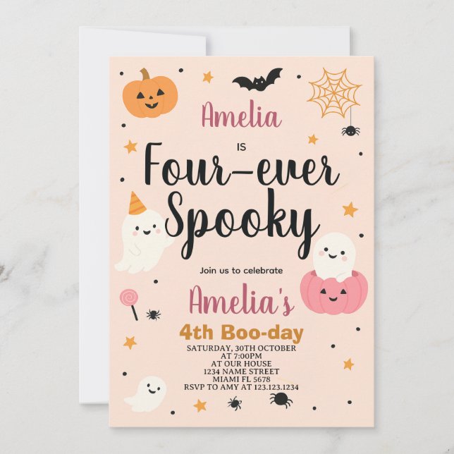 Fab-BOO-lous quatre enfants Halloween Invitation d (Devant)