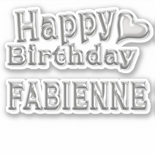 Fabienne Joyeux anniversaire autocollant argent (Devant)