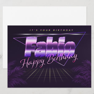 Fabio Prénom carte rétro lilas pour un anniversair