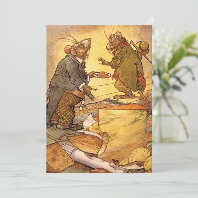 Fable d'Ésope vintage, Souris des champs, Souris d (Debout devant)