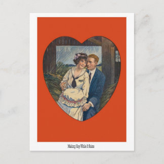 Fabrication du foin dans la carte vintage de