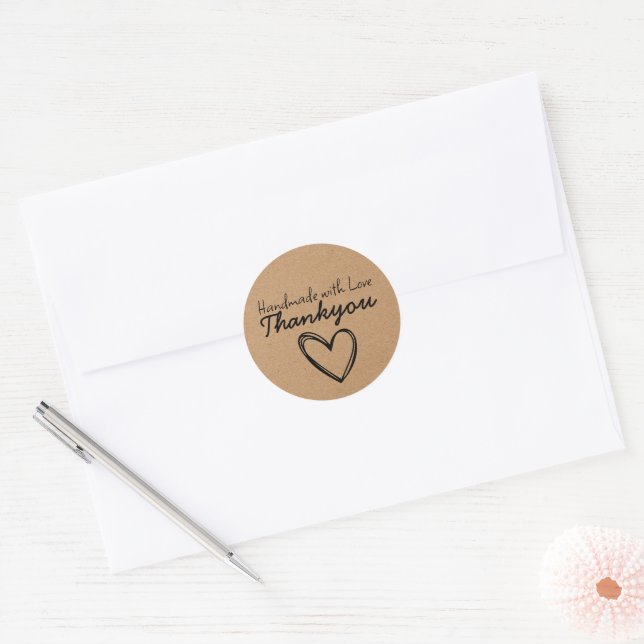 Fabriqué à la main avec Amour | Autocollant de rem (Enveloppe)