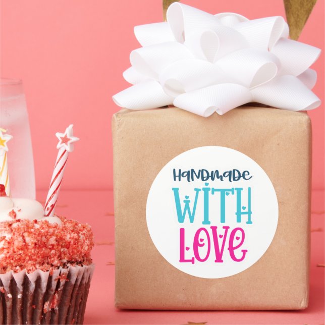 Fabriqué à la main avec amour - Autocollant pour p (Fête)
