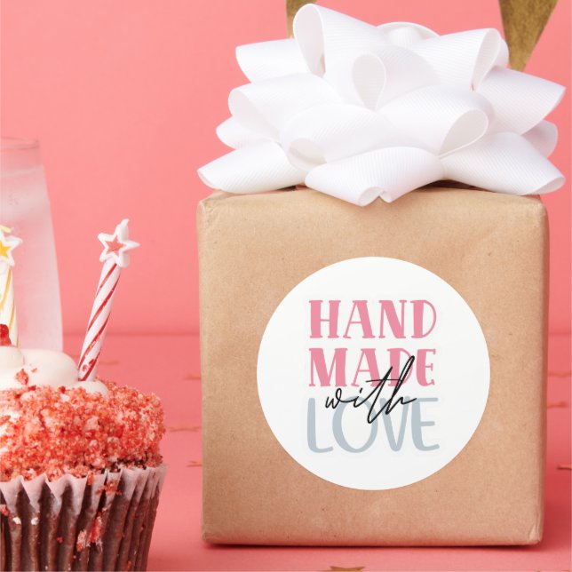 Fabriqué à la main avec amour - Autocollant pour p (Fête)