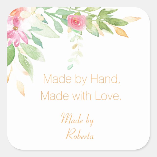 Fabriqué à la main par Étiquette avec une aquarell (Devant)