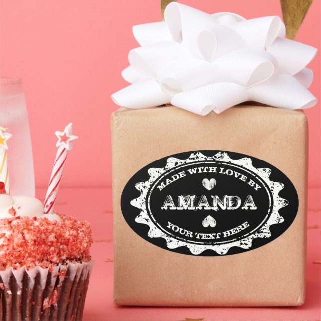 Fabriqué avec amour autocollants personnalisés pou (Fête)