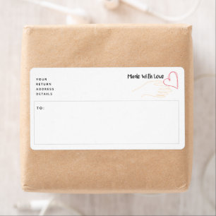 Fabriqué avec amour coeur expédition étiquette