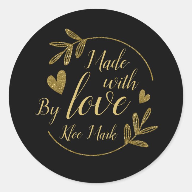 Fabriqué avec des autocollants Love Black Gold (Devant)