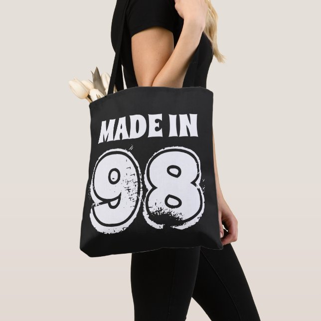 Fabriqué en 98 Typographie Sac fourre-tout d'anniv (De près)