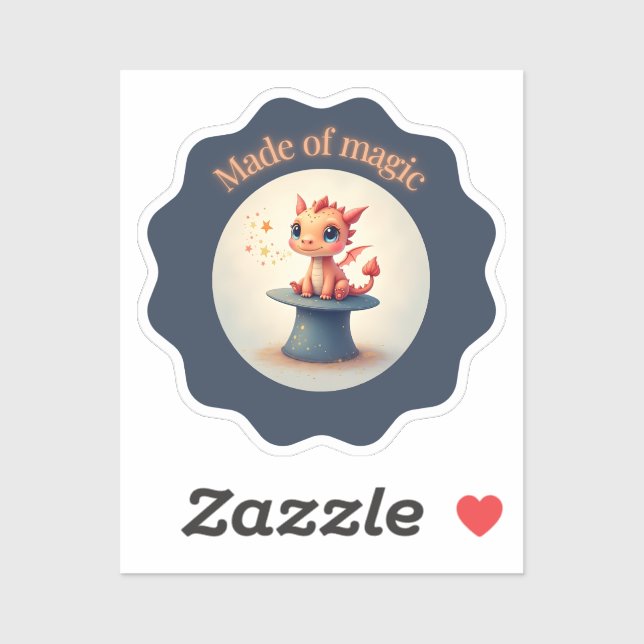Fabriqué en magie - Sticker Dragon mignon (Feuille)