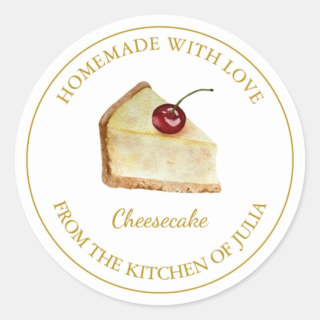 Fabriqué maison avec amour Étiquette Cheesecake |  (Devant)