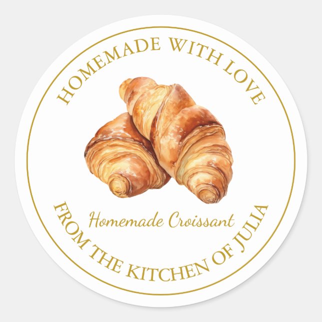 Fabriqué maison avec amour Étiquette Croissant fra (Devant)