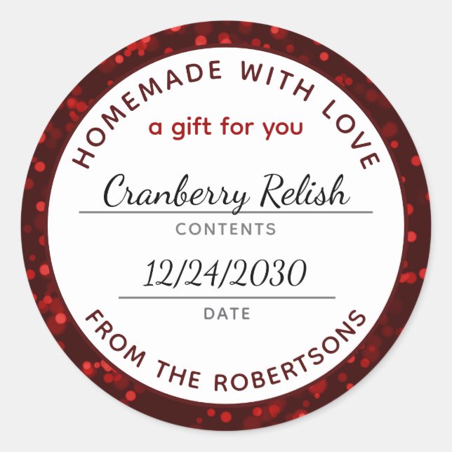 Fabriqué maison avec Amour Rouge Noël Étiquette al (Devant)