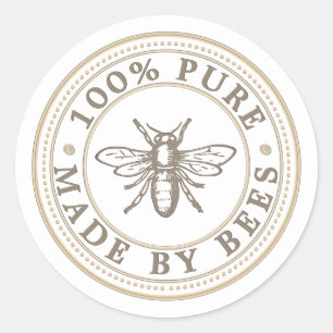 FABRIQUÉ PAR BEES Heraldic Bee sur Étiquette blanc