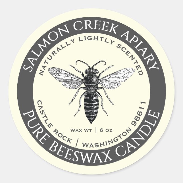 Fabriqué Par Bees Queen Bee Cire Étiquette Iivoire (Devant)