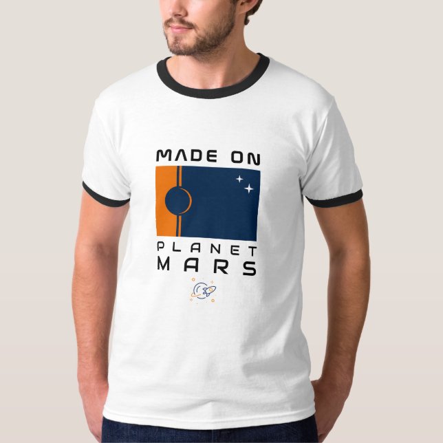 Fabriqué sur la planète Mars T-shirt avec drapeau  (Devant)