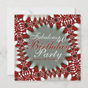 Fabuleux 40 Rouge Blanc Bold Batik Invitation