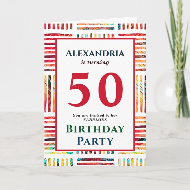 Fabuleux 50 Anniversaire Photo Invitation Personna (Devant)