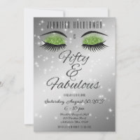 Fabuleux 50 Black Green Glam Eyes Invitation