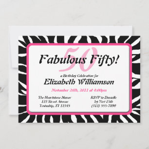 Fabuleux 50 Invitations d'anniversaire Zebra Print
