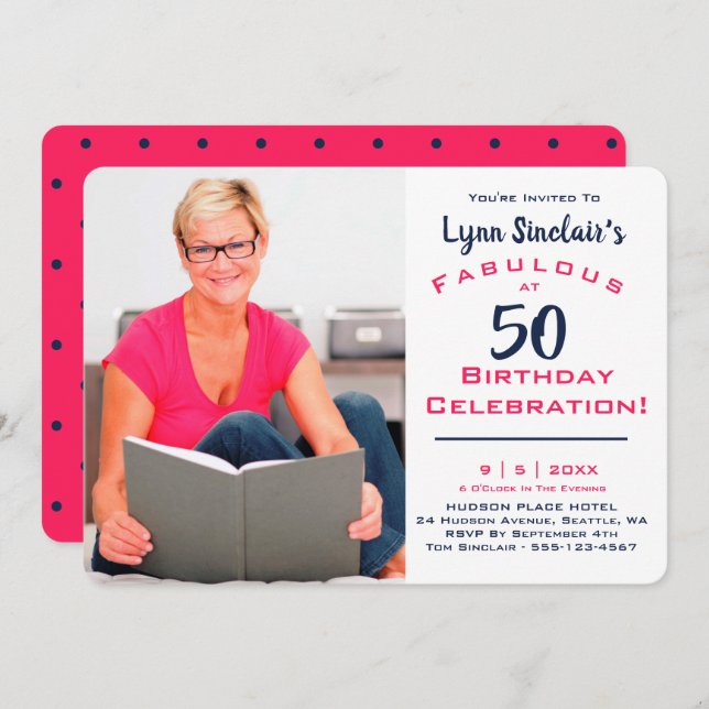 Fabuleux À 50 Anniversaire Célébration Invitation (Devant / Derrière)