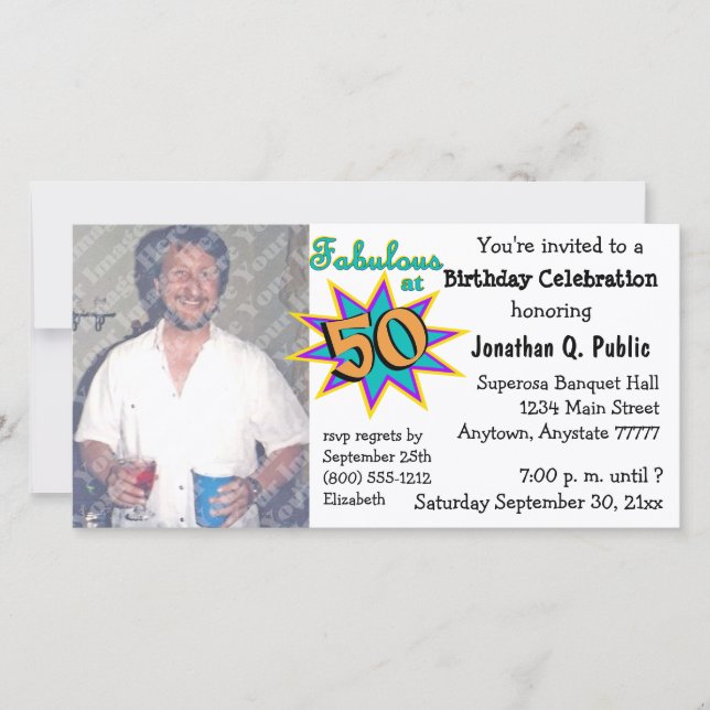 Fabuleux À 50 Anniversaire Fête Photo Invitation (Devant)