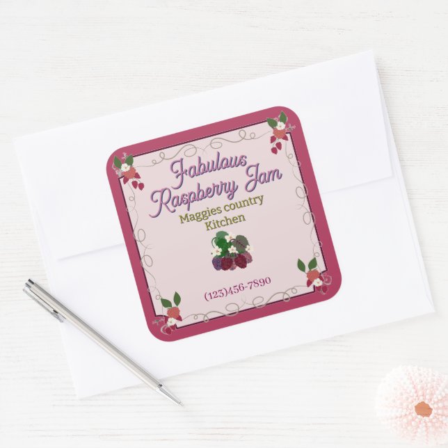 fabuleux ÉTIQUETTE de confiture de framboise (Enveloppe)