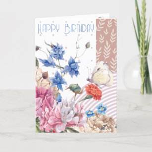 Fabuleux Floral & Patchwork Carte d'anniversaire