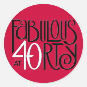 Fabulous 40 rouge noir rouge rouge rond Sticker