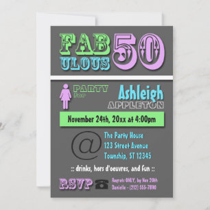 FABULOUS 50 - Invitations d'anniversaire Cool mode