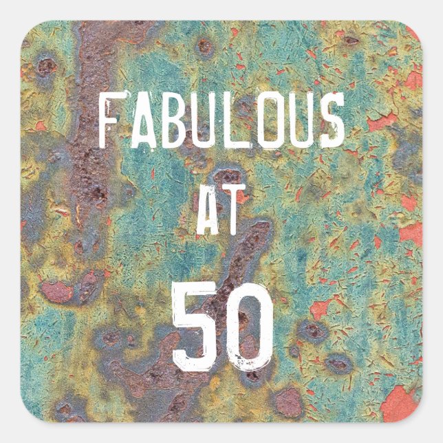 Fabulous at 50 Rust Square Sticker (Devant)