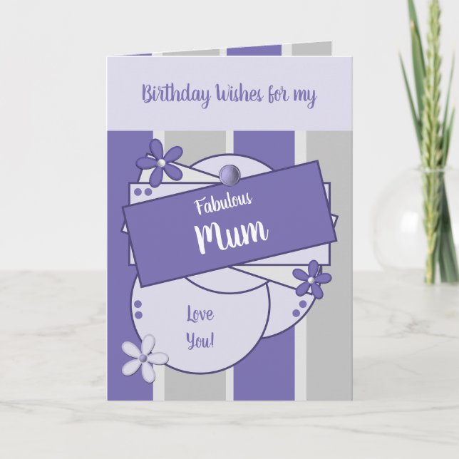 Fabulous maman voeux Anniversaire mauve Carte (Devant)