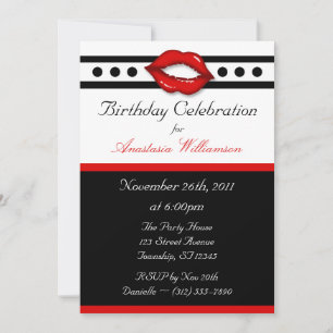 Fabulous Red Kiss Invitations Anniversaire