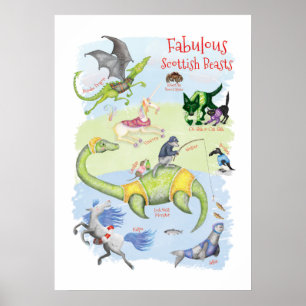 Fabulous Scottish Beasts affiche de chambre pour e