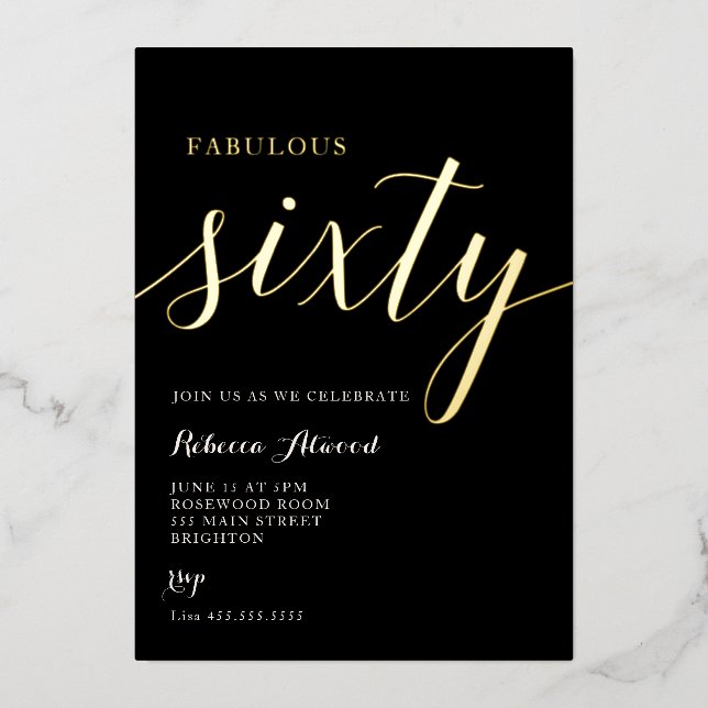 Fabulous Sixty BIrthday Foil Invitation (Recto)