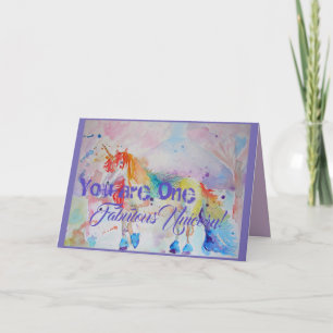 Fabulous Unicorn Aquarelle Carte Fille Anniversair