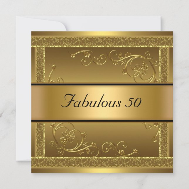 Fabuluse à 50 ans Invitation d'anniversaire en or (Devant)