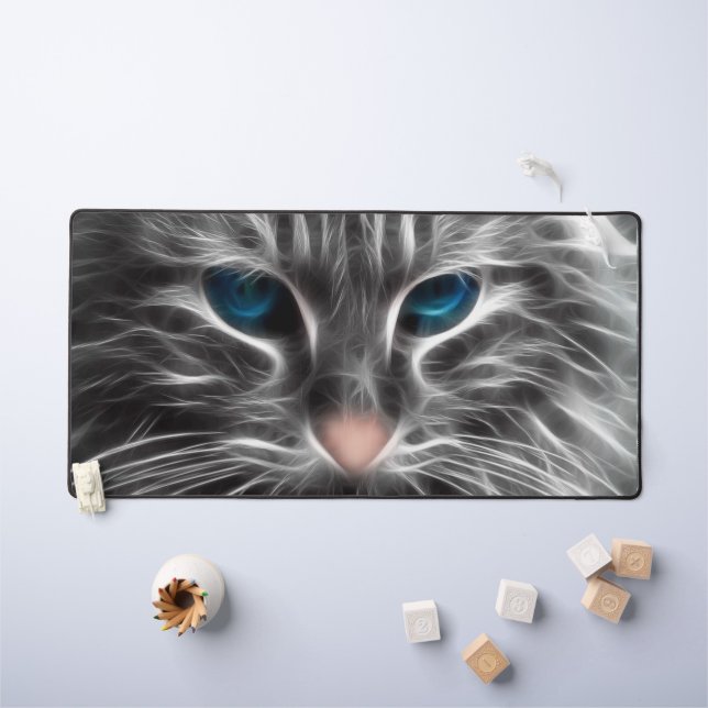 Face de chat bleu magnifique (Tableau pour enfants)
