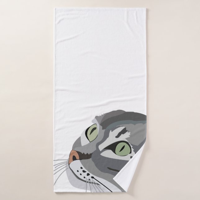 Face de chat gris (Serviette de bain)